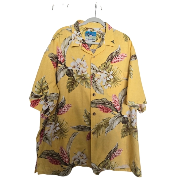 Paradise on a Hangar Other - Paradise On A Hangar Yellow Tropical Floral Hawaiian Shirt
